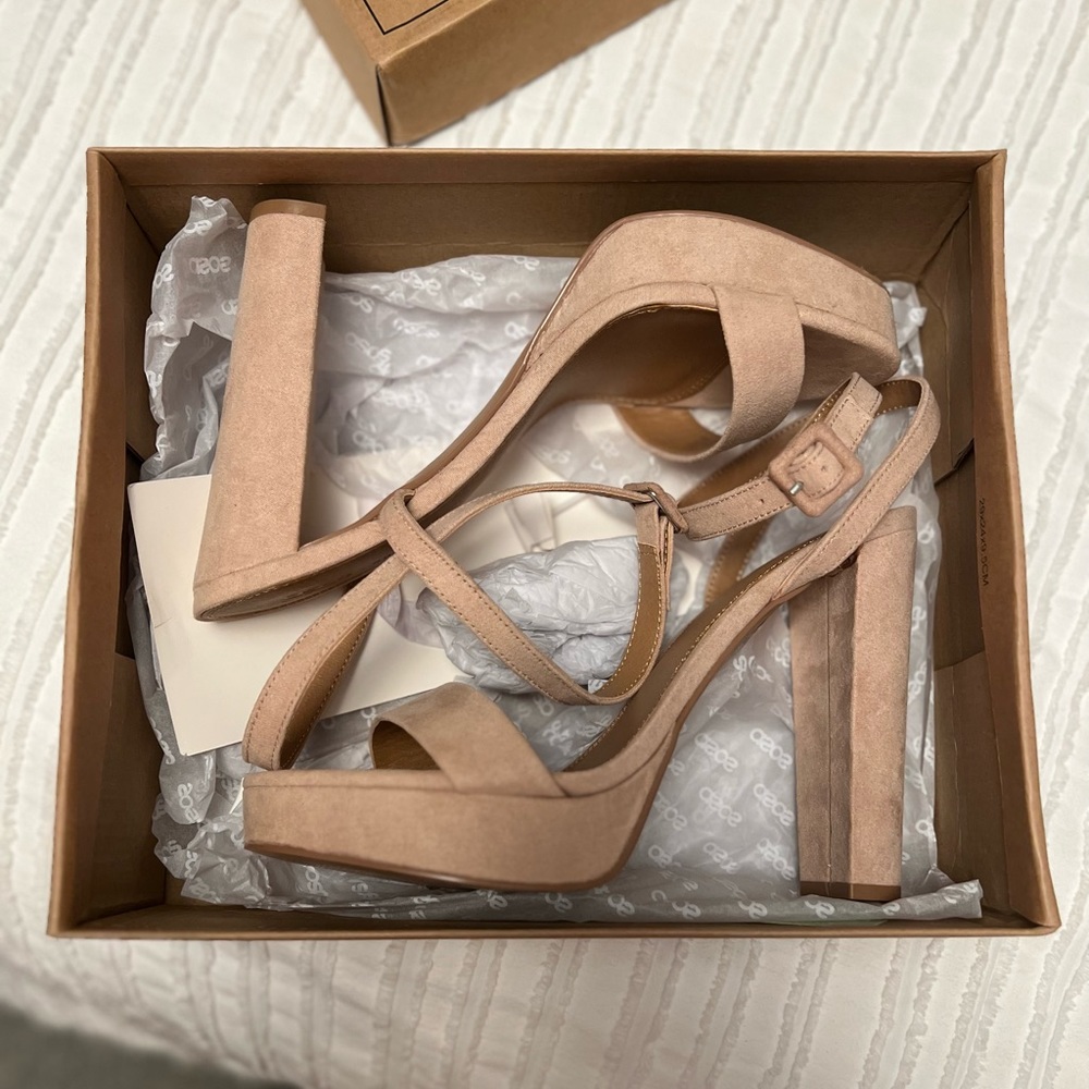 ASOS Platform Heels | 5 in heel / 1 in platform | beige suede | Size 10 US - Picture 6 of 10